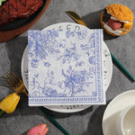 serviettes papier motif floral couleurs vives blanc bleu rouge jaune vert rose classique romantique
