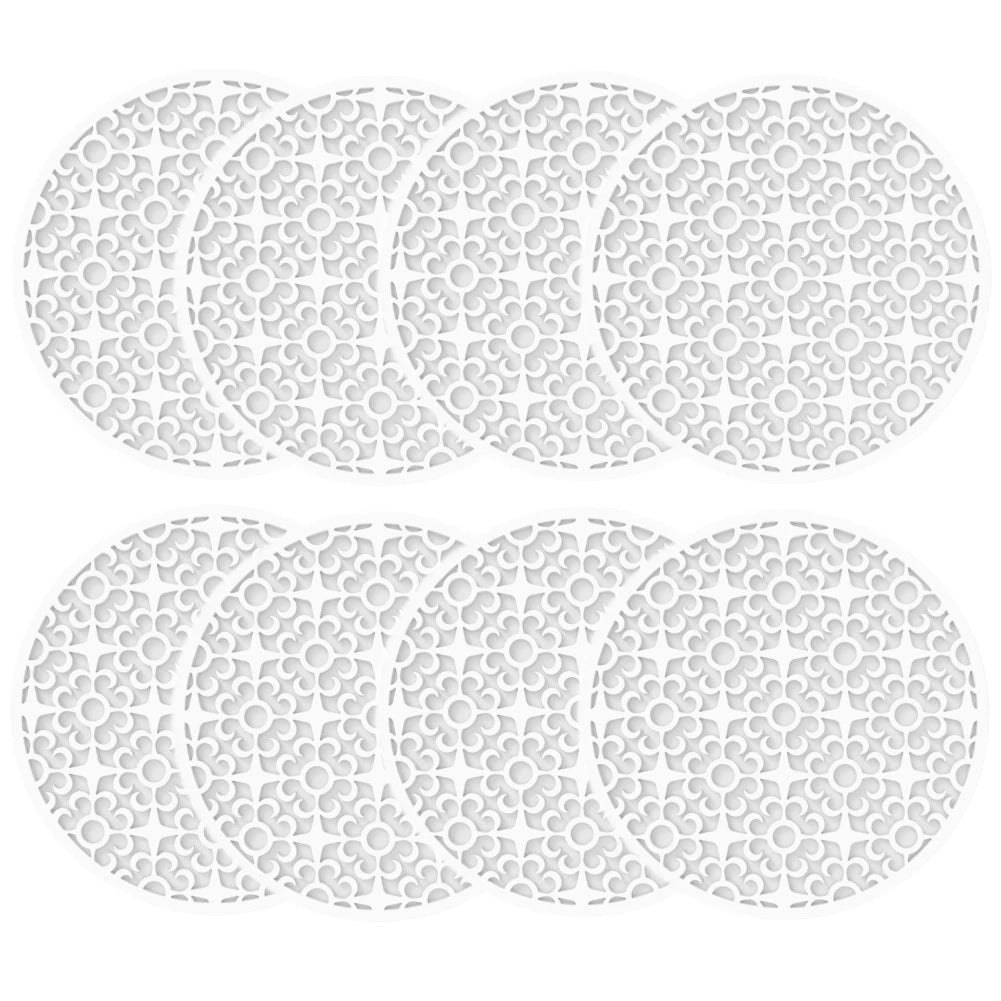 tapis table moderne rouge gris noir vert blanc motif géométrique cercles étoiles