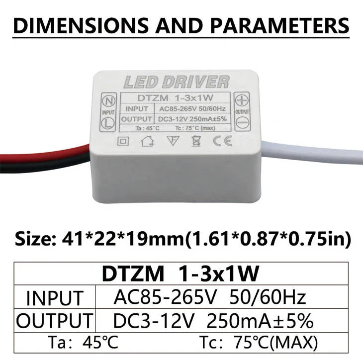 transformateur alimentation led 250ma 300ma 12v 24v 36v isolation stable électronique blanc connecteurs