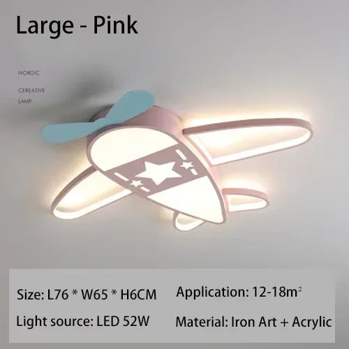 lampe suspendue avion forme moderne enfant blanche brun chaînes led salon chambre