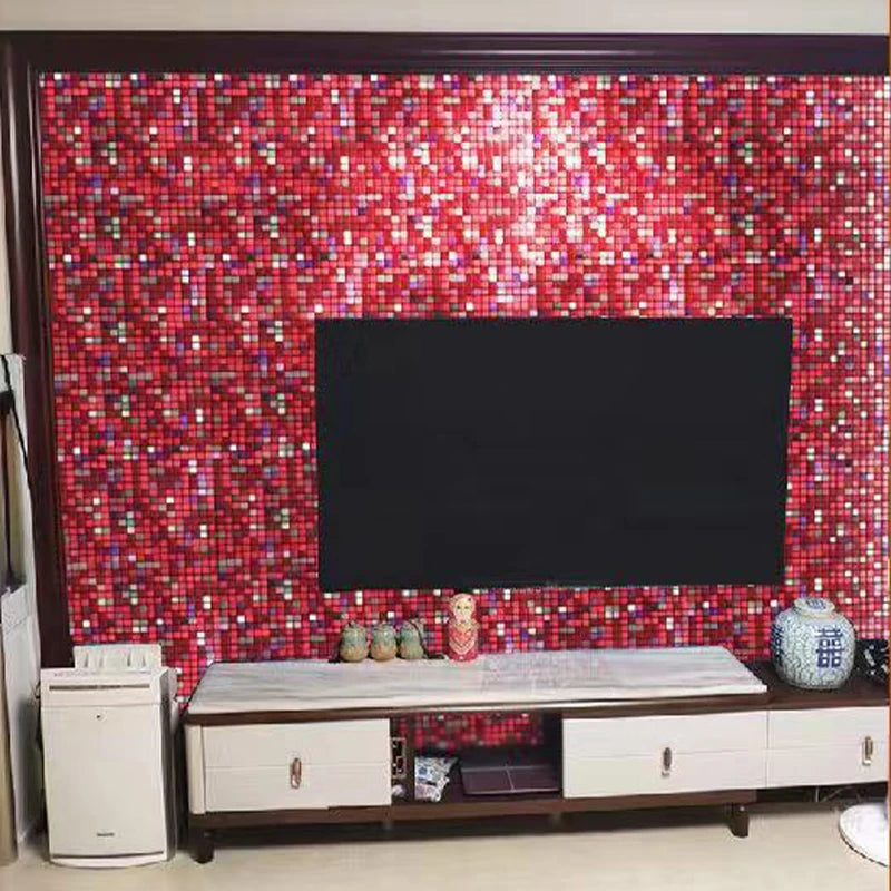 Détail du sticker mosaïque multi-couleurs avec motifs miroir
