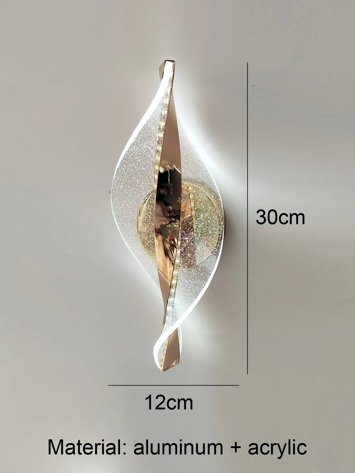 applique murale led moderne or brillante élégante chambre cuisine ondulé éclairage ambiant fixée mur