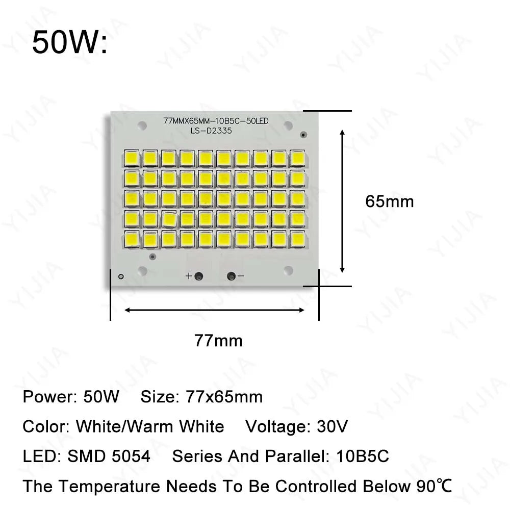 plaque led blanc blanc chaud 10w 20w 30w 50w 100w 150w 200w smd 5054