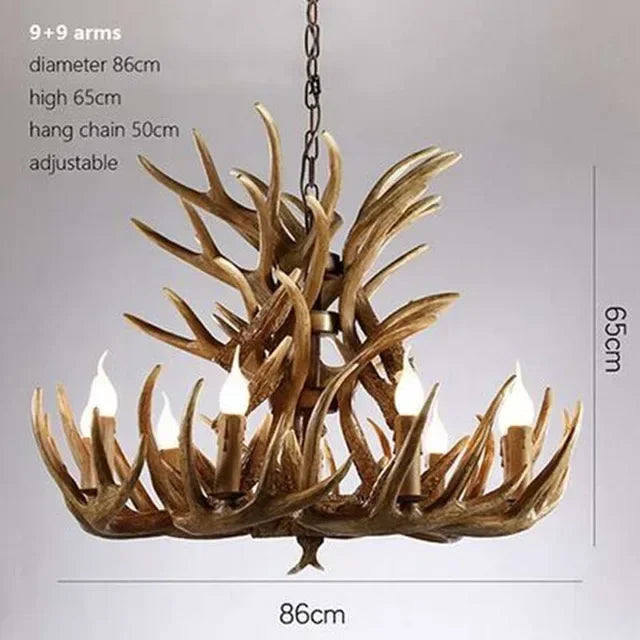 lustre suspendu rustique boisé marron clair ampoules incandescence sans ombre bras