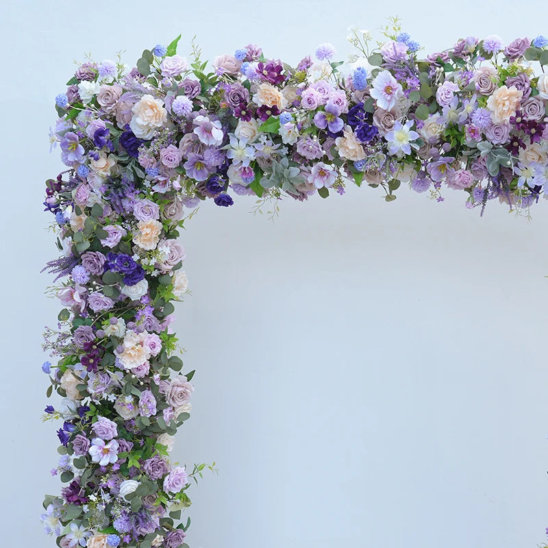 arche décorative fleurs artificielles violet vert anniversaire mariage anniversaire baby shower décoration extérieure