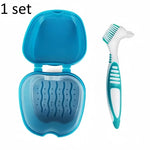 brosse dents conteneur prothèse dentaire bleu blanc moderne pratique hygiène buccale set accessoire santé