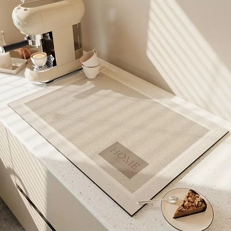 tapis cuisine beige rayures horizontales moderne antidérapant respectueux environnement 20x30cm 30x40cm 40x60cm 50x80cm
