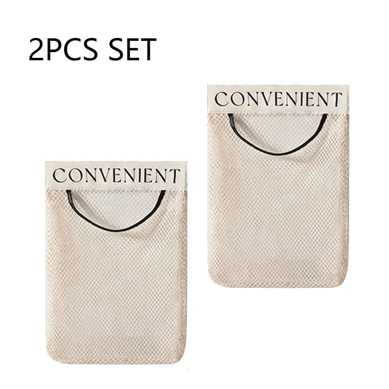 organisateur suspendu sacs rangement toile polyester réutilisable porte mur beige noir blanc minimaliste
