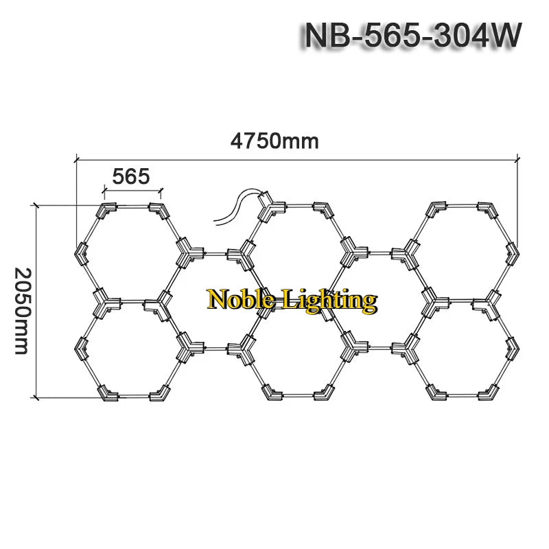 ruban led blanc hexagonal moderne adhésif 565mm 6500k 2000lm 50000h