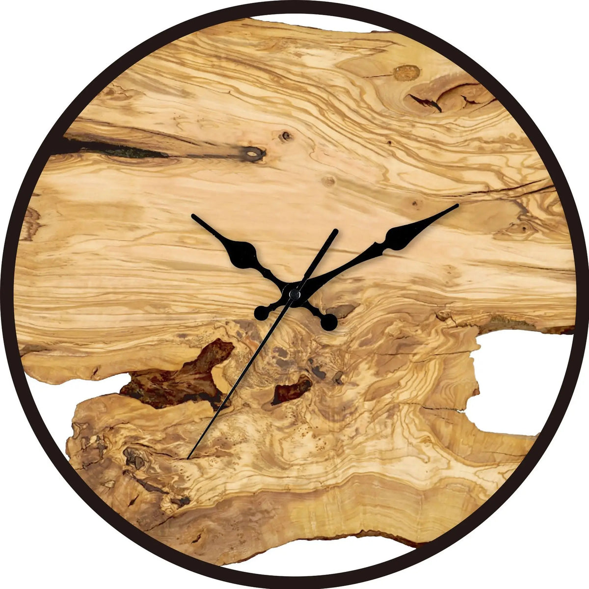 horloge murale bois marron clair minimaliste moderne salon quartz aiguille semi transparent déco chambre