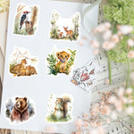stickers animaux forêt multicolores aquarelle adhésifs imperméables usage unique pc eau carnet notes modernes