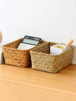 panier rangement paille marron clair rustique multifonctionnel réutilisable respectueux environnement tổ chức đồ dùng
