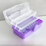 boîte rangement 25 compartiments violet rose pratique moderne boucle plastique lisse