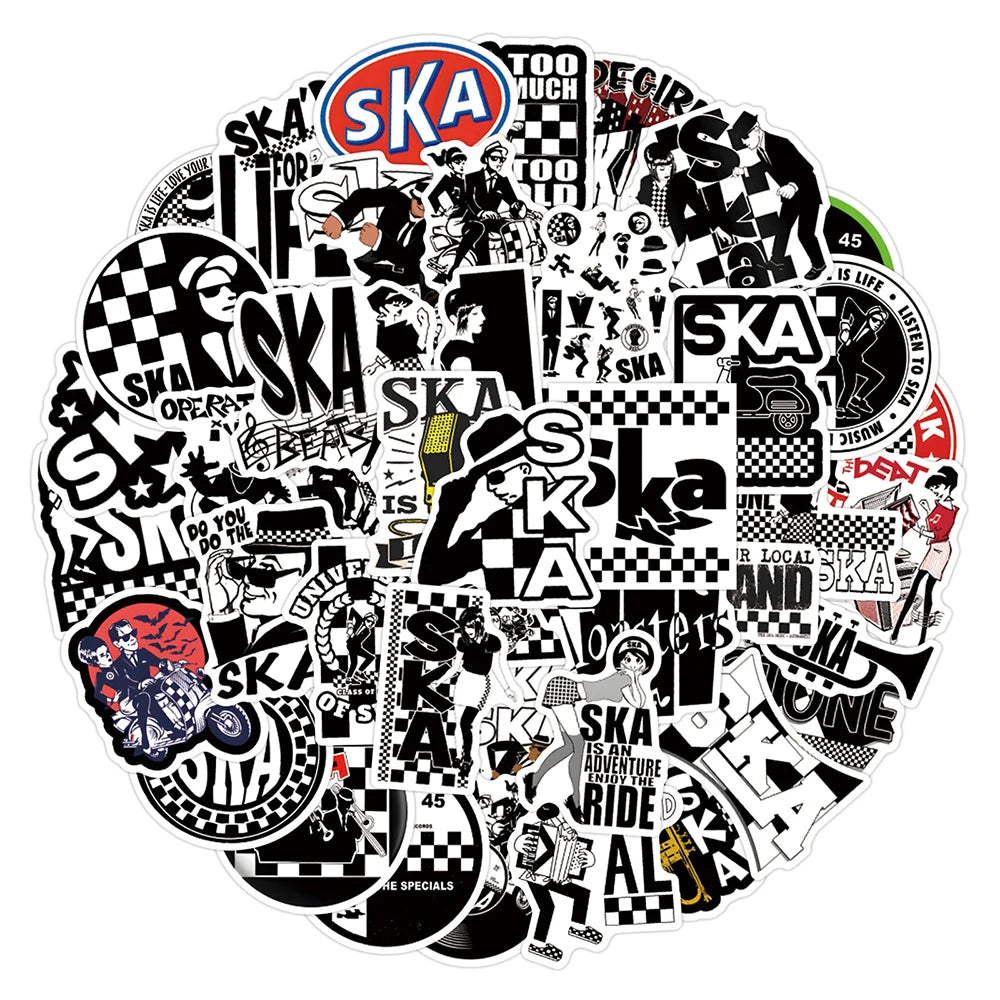 sticker ska punk retro adhésif waterproof graphiques textuels motifs musicaux ref frigo moto portable