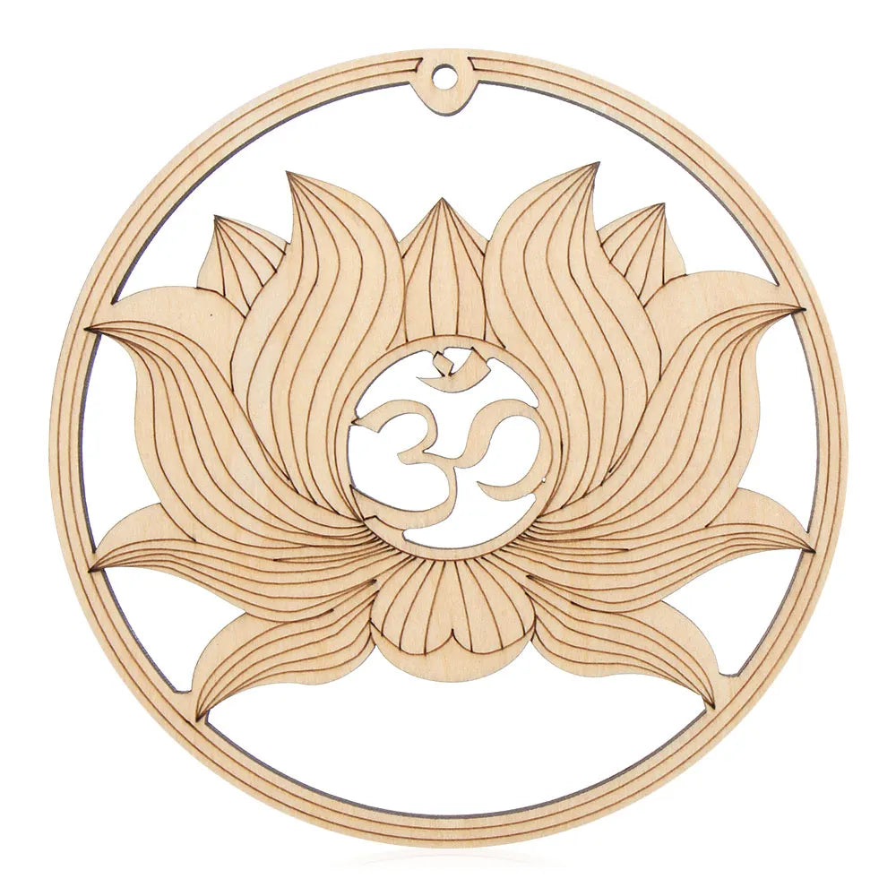 coasters bois clair gravure circulaire fleur vie om lotus minimaliste 14cm 30cm