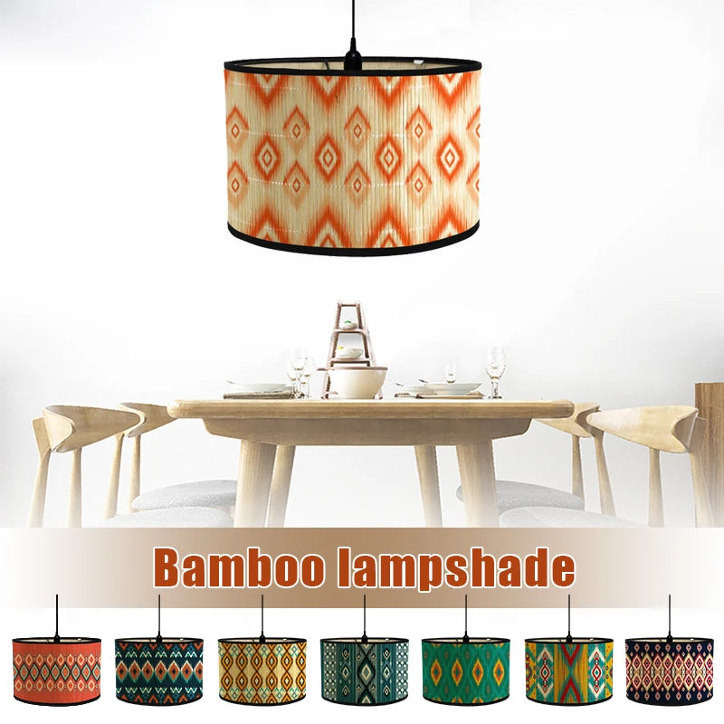 abat jour moderne fleur feuille tissu bambou ethnique floral opacité