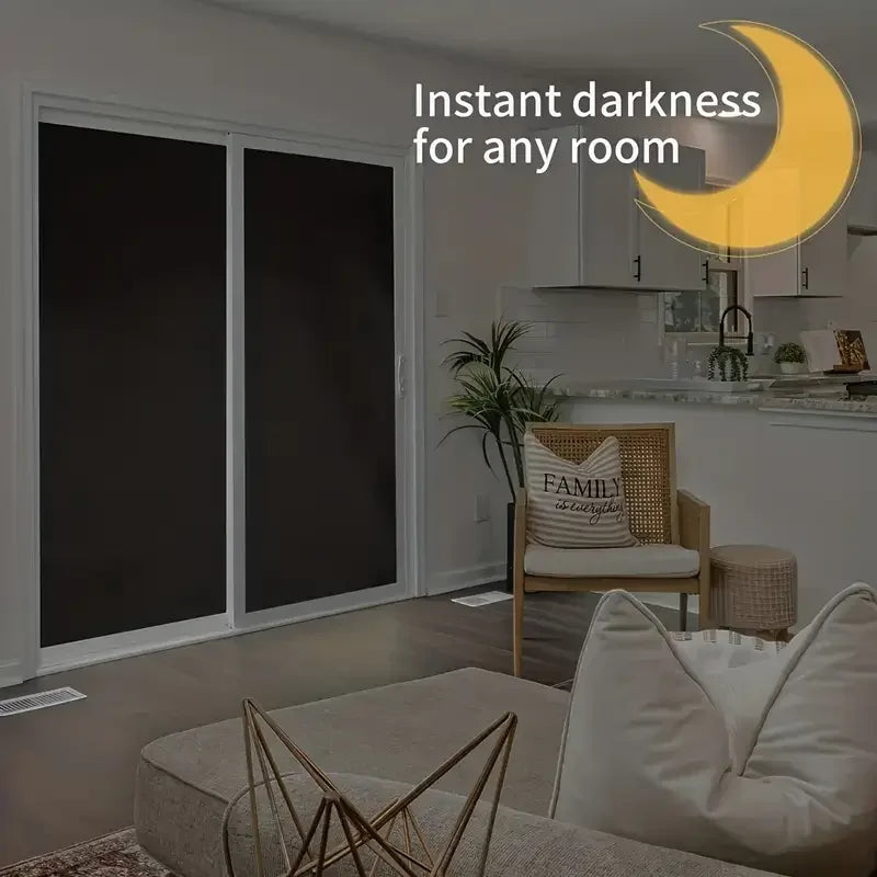 rideau occultant noir adhésif fenêtre opaque minimaliste facile maison