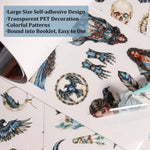 autocollants fantaisie personnages oiseaux floraux transparent adhésif bleu gris blanc noir scrapbooking décoration verre