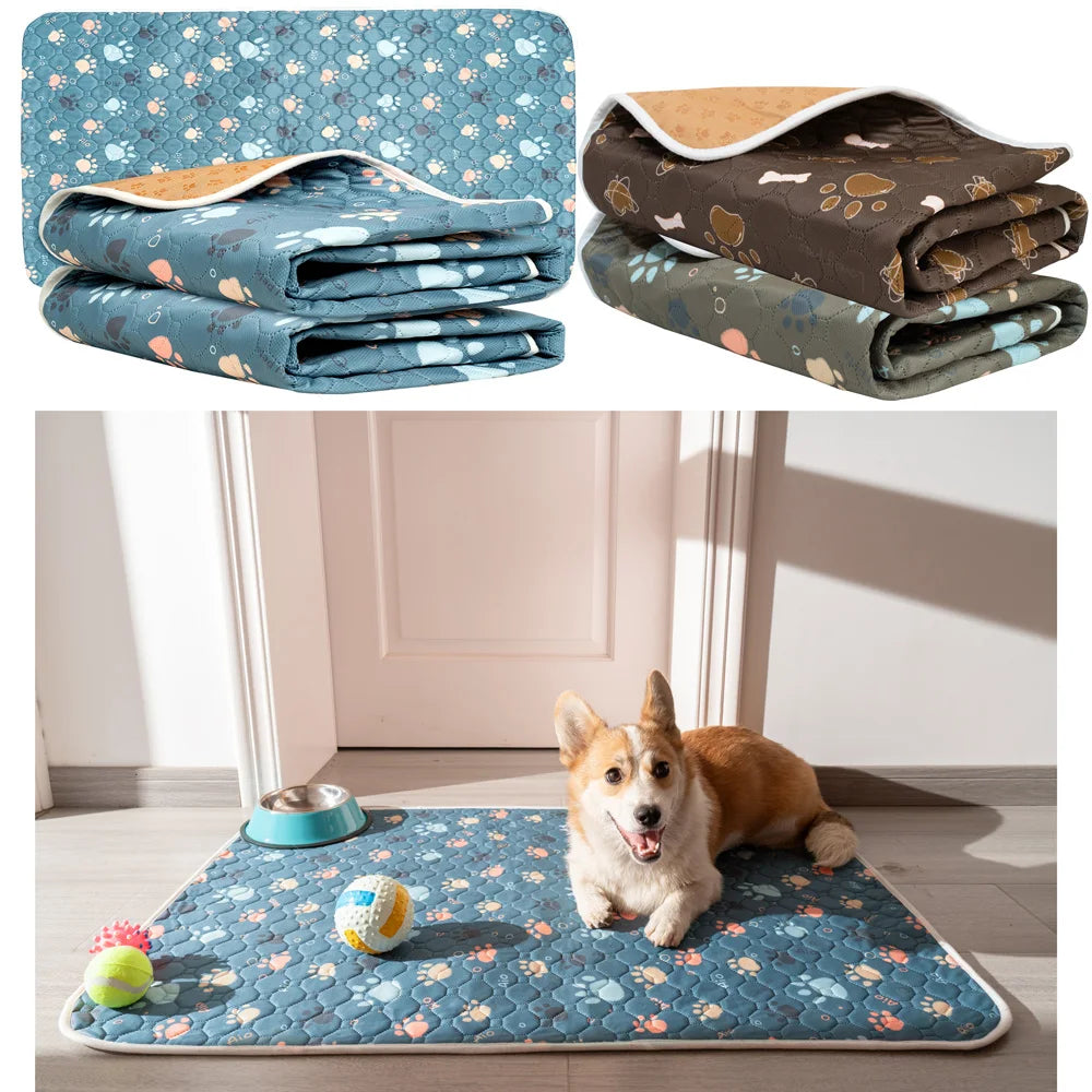 tapis absorbant imperméable chien chat motif pattes coeur lavable antidérapant intérieur moderne bleu