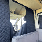 rideau séparation van aménagé noir gris quilt opaque velcro sangle tissu