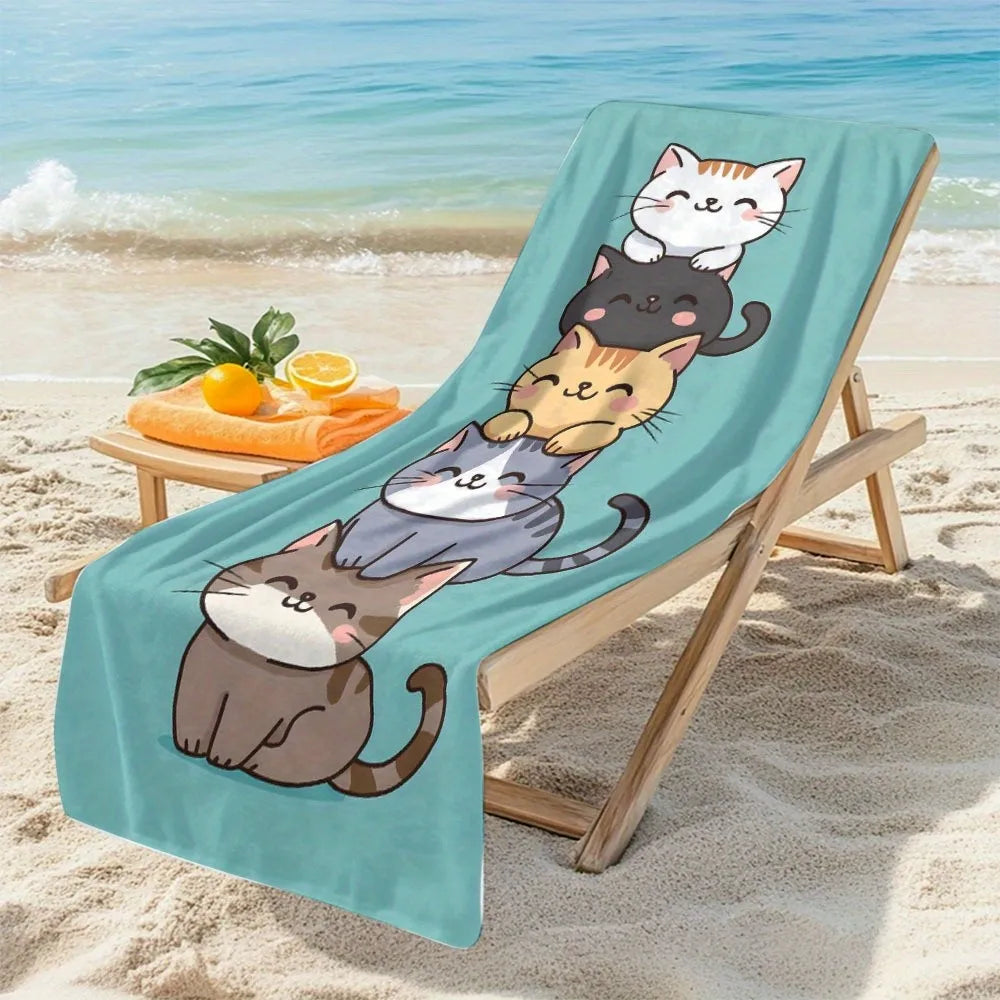 serviette plage dessins animés chats bleus rapide absorption polyester moderne camping voyage