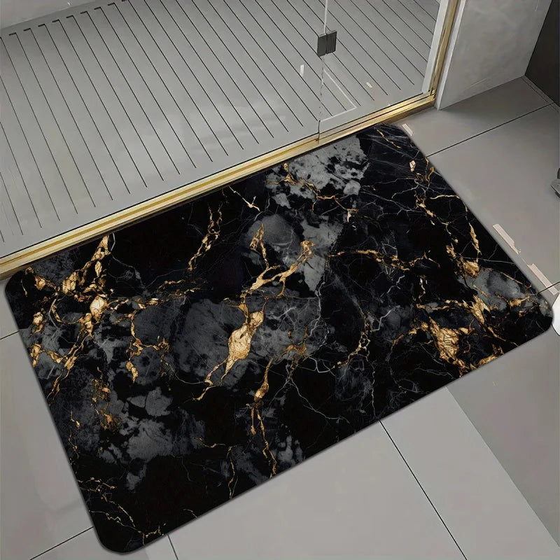 tapis moderne marbre noir anti dérapant absorbant salle bain entrée cuisine 40x60cm 50x80cm