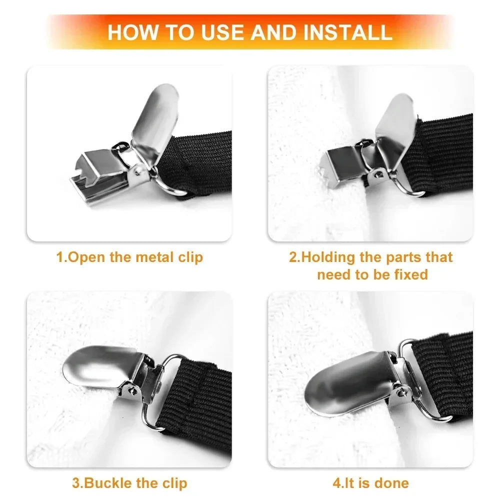 attaches drap métal élastique blanc noir utilitaires clips ressorts ensemble fixations couvertures lit canapé