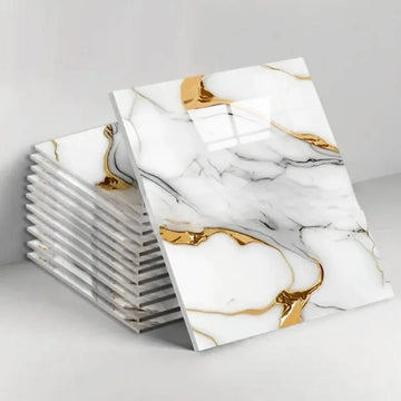 carreaux sol muraux adhésifs imitation marbre blanc noir doré décoration maison moderne élégante