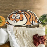 tapis tigre stylisé lunettes contemporain antidérapant imperméable polyester blanc orange