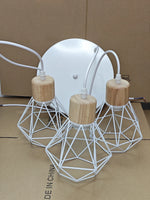 suspension lumineuse industrielle cage métal finition bois naturel ampoule filament noir moderne