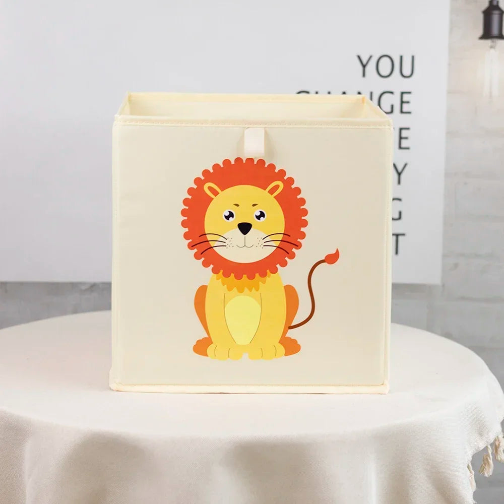 boîtes rangement pliables animaux dessin animé beige clair moderne enfant poignées léopard singe ours