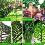 guirlande feuilles ivresse vert vigne artificielle extérieure accrochée naturelle longueur 2.2m 72feuilles