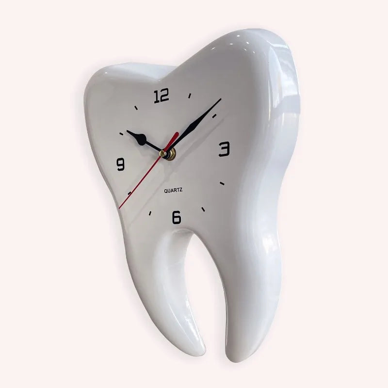 horloge murale silencieuse forme dent dessin animé moderne salon quartz aiguille