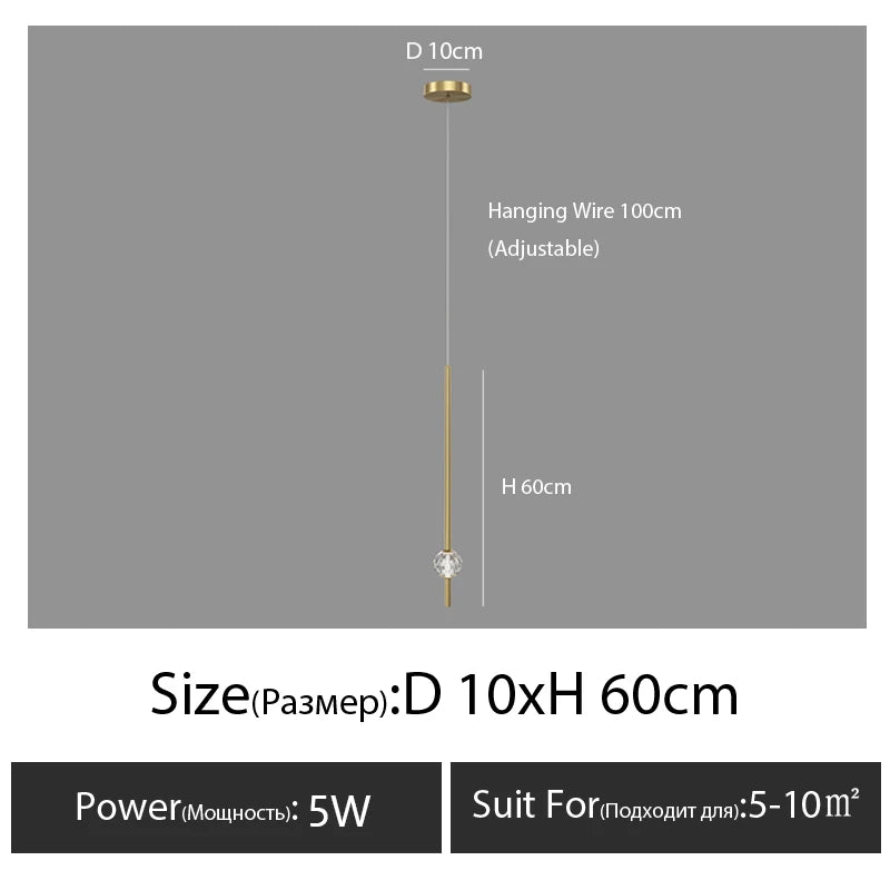 suspension lumineuse moderne or noir cristal led minimaliste contemporain translucent