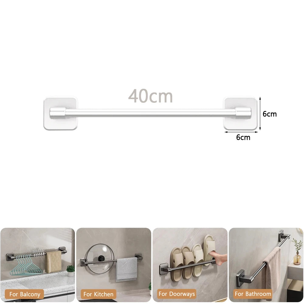 porte serviettes mural adhésif alliage aluminium finition laquée moderne 60cm gris métallisé lisse nail
