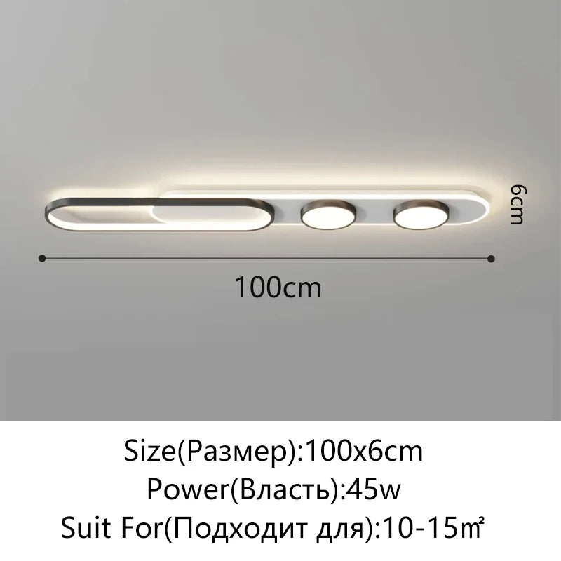 lampe led moderne plafonnier fer aluminium poli noir blanc éclairage quotidien toucher interrupteur