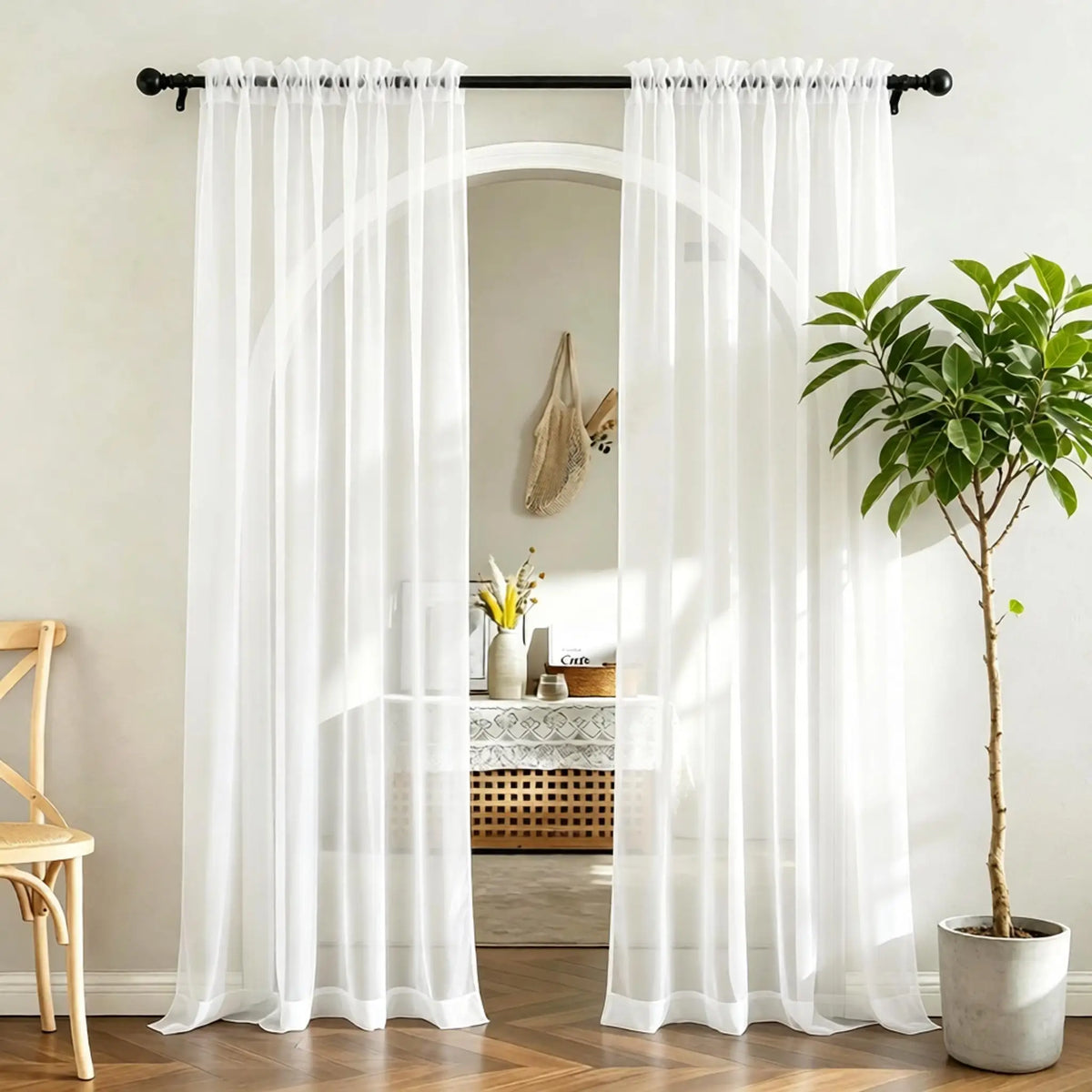 rideaux blancs légers translucides moderne maison 142x240cm polyester coton