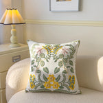 taie d'oreiller carrée fleur motif moderne polyester coton 45x45cm blanc