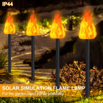 lampe solaire torchon noir orange flamme artificielle moderne piquet inclusionextérieur