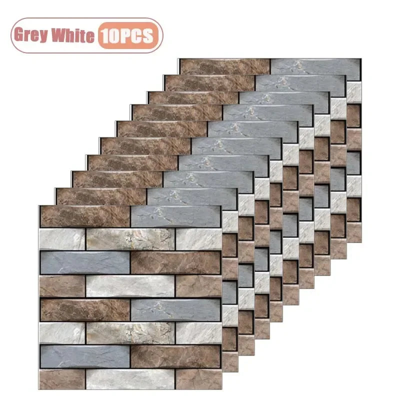 panneau decoratif mural brique texture moderne resistant eau adhesif marron gris beige