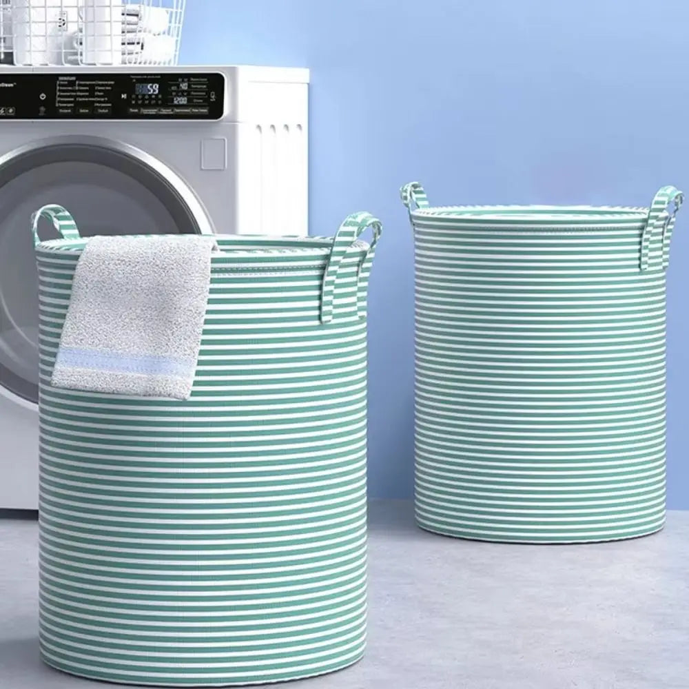 panier linge vert rayures horizontales pliable poignée annaux métalliques moderne sans bpa pvc