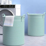 panier linge vert rayures horizontales pliable poignée annaux métalliques moderne sans bpa pvc