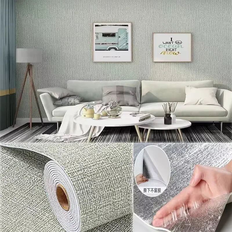 papier peint auto adhésif texture lin blanc moderne mur salon chambre rénovation pvc