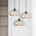 Suspension lumineuse verre soufflé moderne couleur transparent brun rouge bleu ampoule filament câble noir