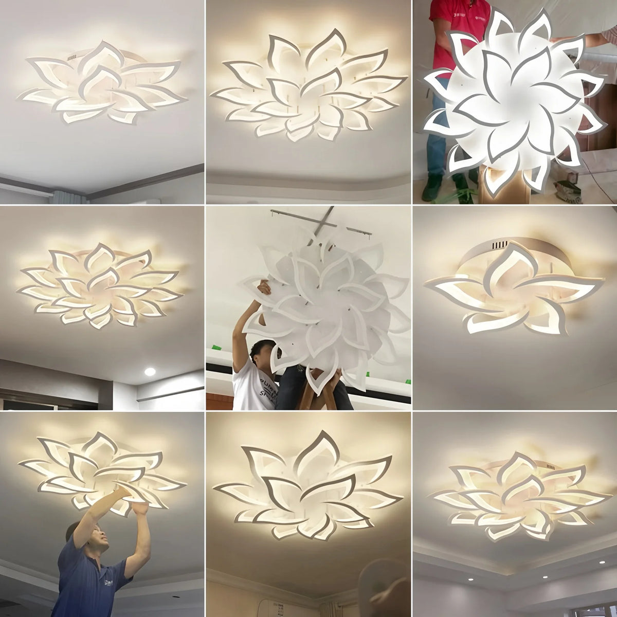 plafonnier led moderne fleur lotus blanc télécommande différentes couleursflux lumineux réglable garantie an