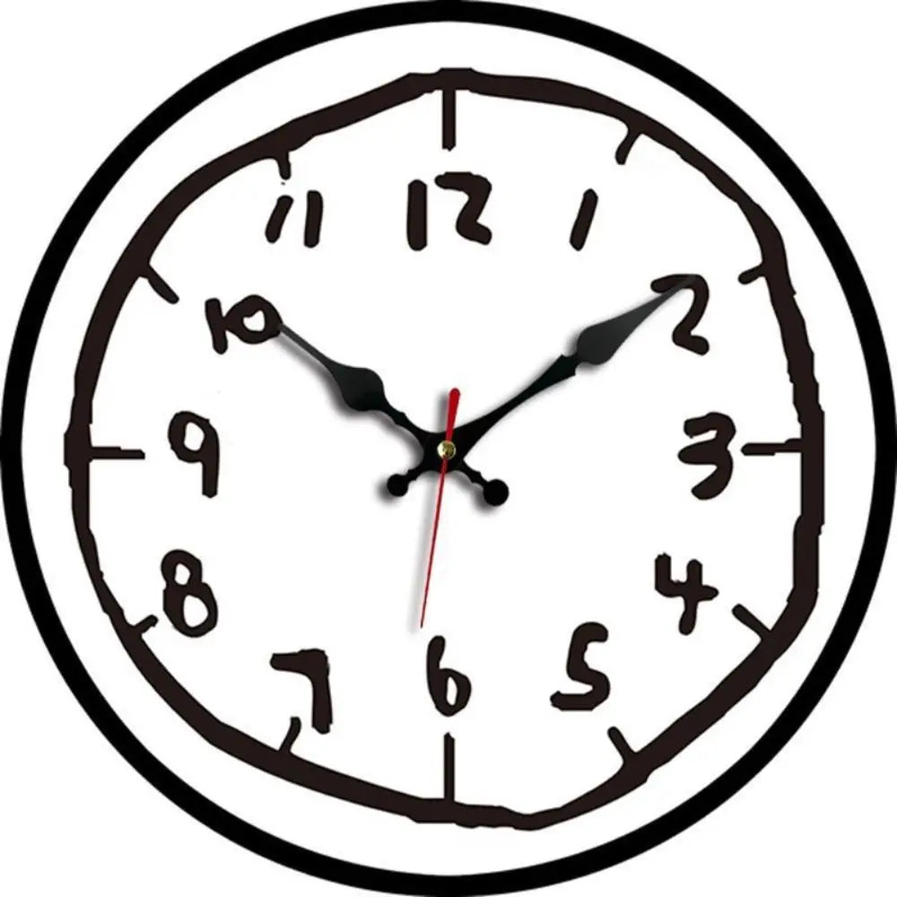 horloge murale numérique 30cm dessins animés minimaliste couleur noire blanche rouge