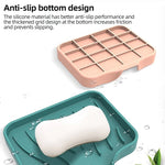 support savon silicone rayures ondulées gris noir vert moderne pratique