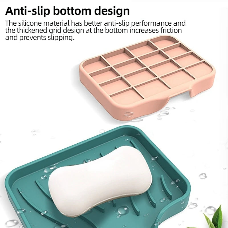 support savon silicone rayures ondulées gris noir vert moderne pratique