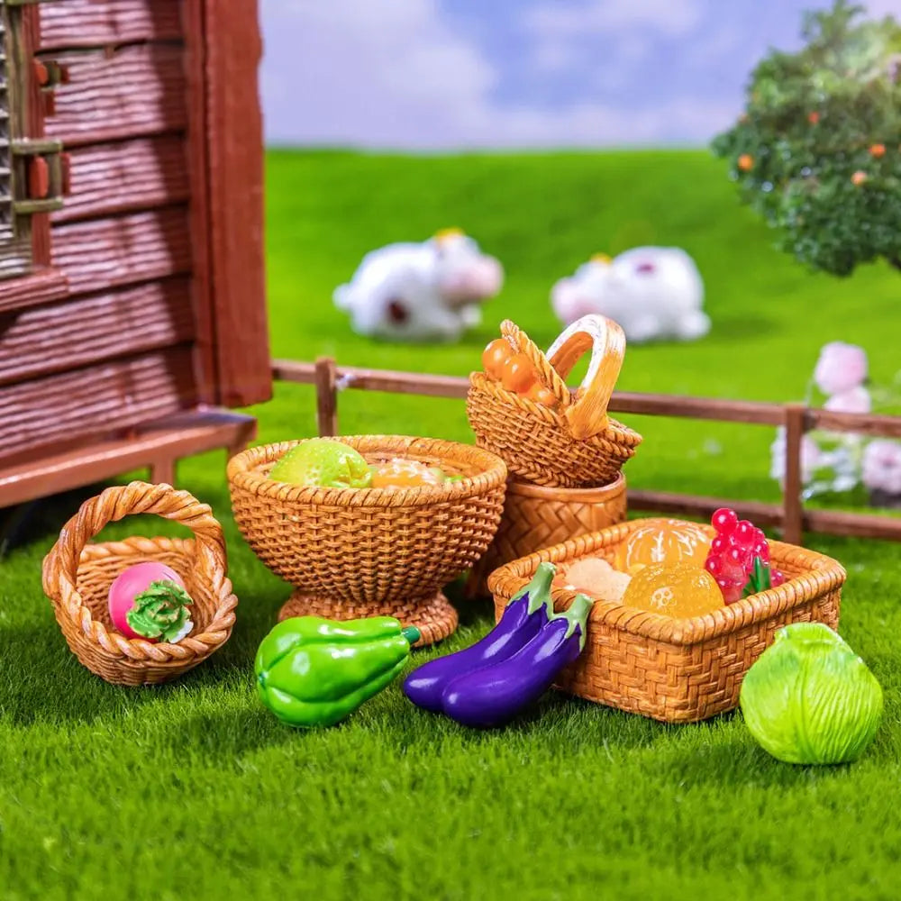 paniers rotin miniature marron clair texture naturelle traditionnel fruits légumes plastiqueDecorationIntérieur