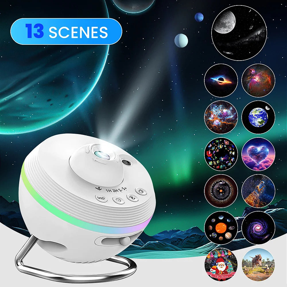 Projecteur d'étoiles rotatif 360° avec effet météore en fonctionnement
